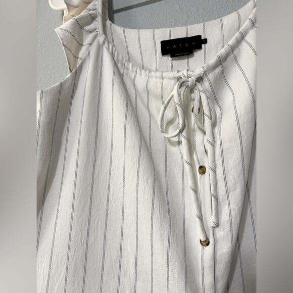 Hatch The Jenna Striped Maternity Dress White Pinstripe Button Front 2 6-8 M - Picture 6 of 8